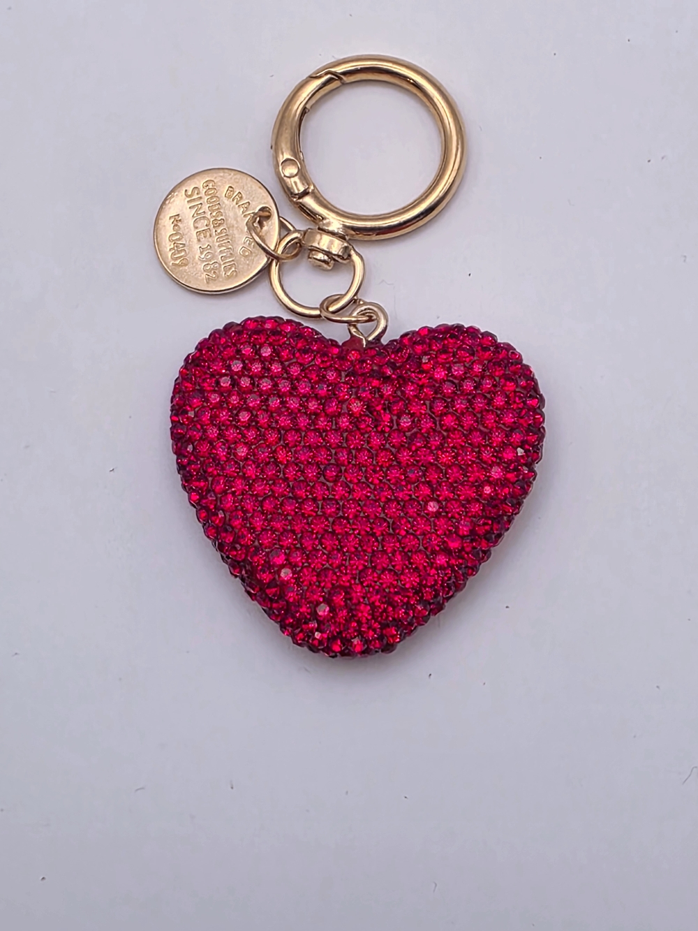 Gold-Tone Heart Crystal Keychain - Red Accent